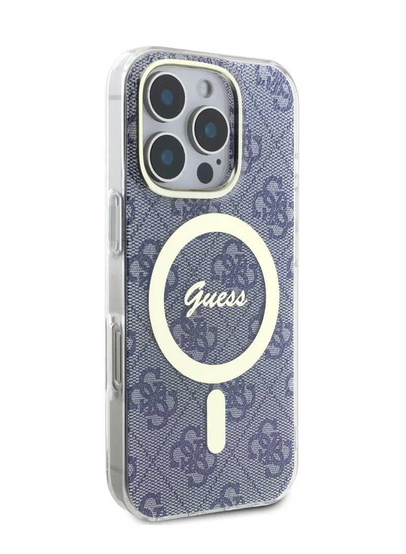 GUESS MagSafe 4G Edition HD Printing PC & TPU Case for iPhone 16 Pro Max / Lightweight/ High Quality Material/ MagSafe compatibility - Blue