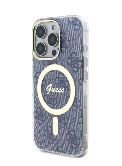 GUESS MagSafe 4G Edition HD Printing PC & TPU Case for iPhone 16 Pro Max / Lightweight/ High Quality Material/ MagSafe compatibility - Blue