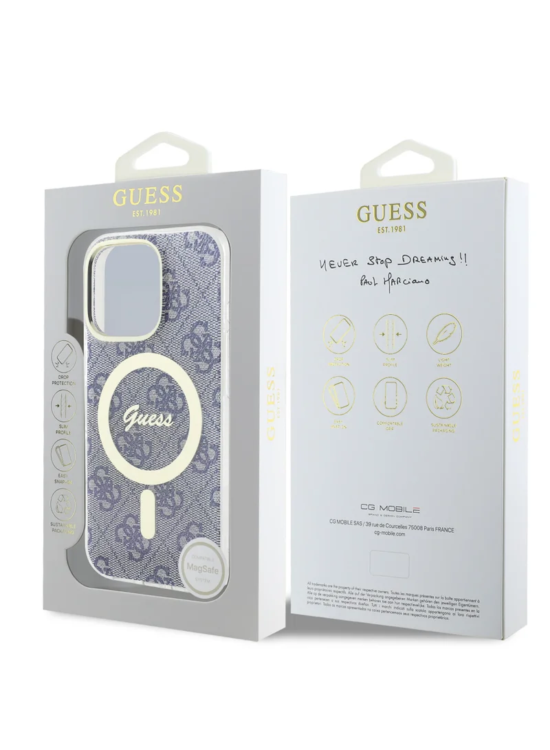 GUESS MagSafe 4G Edition HD Printing PC & TPU Case for iPhone 16 Pro Max / Lightweight/ High Quality Material/ MagSafe compatibility - Blue