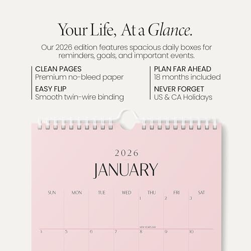 Karto Wall Calendar 2026-2027 - Vertical 11x17 inch January 2026 to June 2027 - Boost Your Productivity and Easy Planning with the Aesthetic Monthly Calendar - All Pink - Image 2
