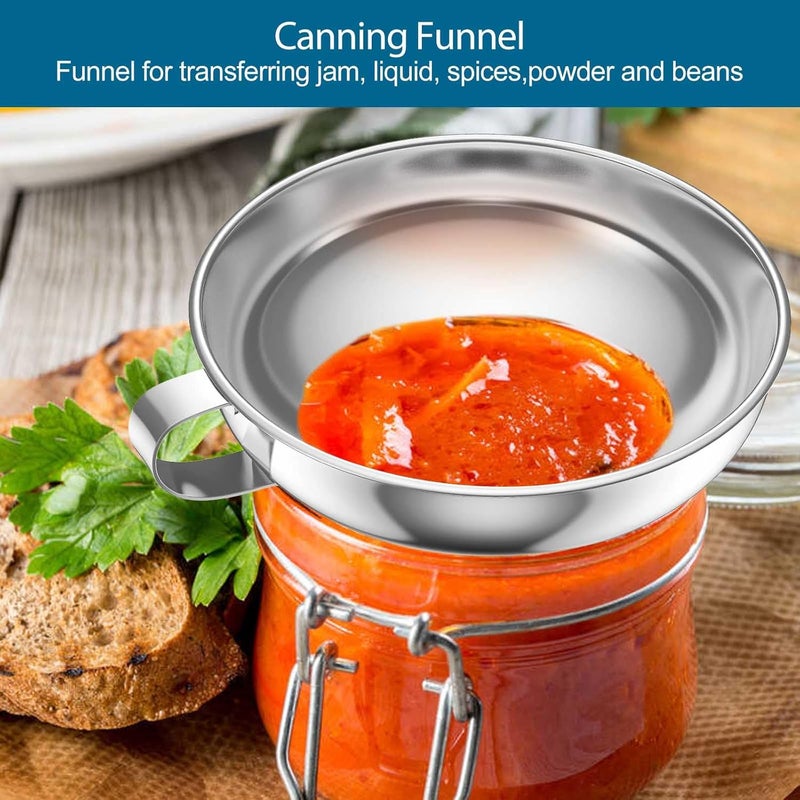 Toncoo 2pcs Canning Funnels for Filling Mason Jars with Strainer, Food Grade Stainless Steel Funnels for Kitchen Use, Metal Wide Mouth Funnel for Mason Jar - Image 5