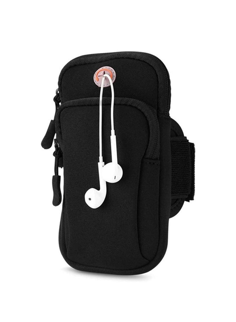 Phone Arm Bag Armband Cell Phone Holder For Running Gym Sports Waterproof Black Cell Phone Holder Pouch Case With Earphone Hole - Image 1