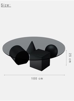 Merry Moments Geometric Shapes Table Modern Coffee Table Cafe Table Sofa Side Table End Table Snack Table Fshion Design for Living Room Bedroom Office Retail Tempered Glass Top Wood Base H25xL100xW100 cm  - Image 4
