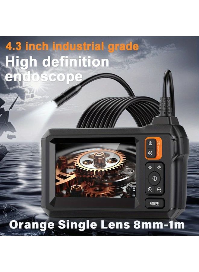 Orange Single Lens 8mm 4 3 Inch IPS LCD Endoscope Camera Dual USB Rechargeable - Image 1