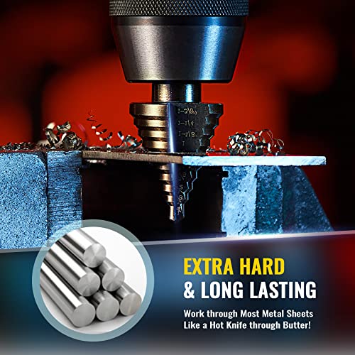 ZELCAN Step Drill Bits, HSS 5PCS Titanium Step Drill Bit Set, 50 Sizes in 5 High Speed Steel Unibit Drill Bits Set for Sheet Metal with Aluminum Case, Multiple Hole Stepped Up Bits for DIY Lovers - Image 4