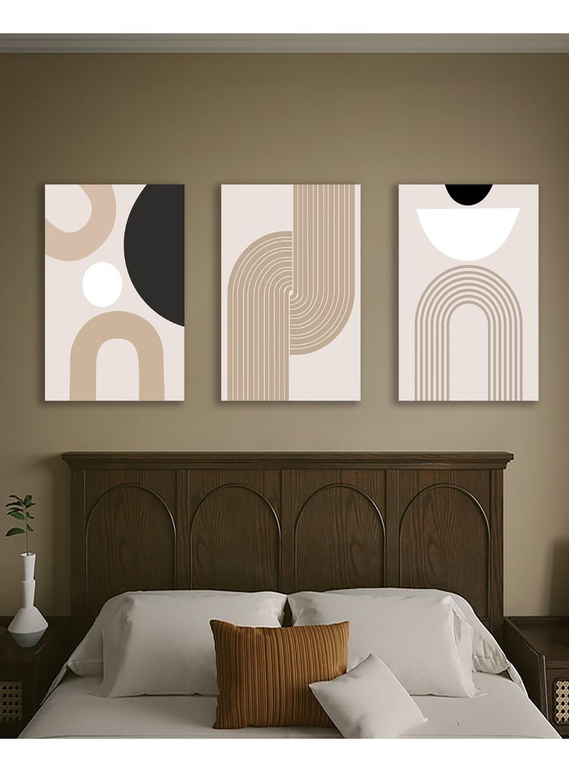 يوڠام مجموعة من 3 لوحات قماشية مؤطرة مشدودة على إطار خشبي - لوحات فنية للديكور المنزلي وغرفة المعيشة والمكتب - Image 1