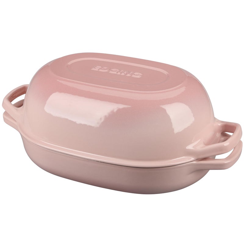 EDGING CASTING Enameled Cast Iron Oval Dutch Oven Pot with Lid, Dutch Oven for Sourdough Bread Baking, Oval Bread Pan, 7qt, Pink - Image 1