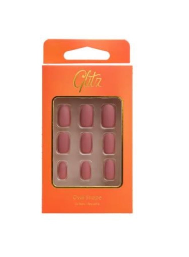 Glitz Self-Adhesive Artificial Nails, Number 4, 24 Pieces, Matte Mauve