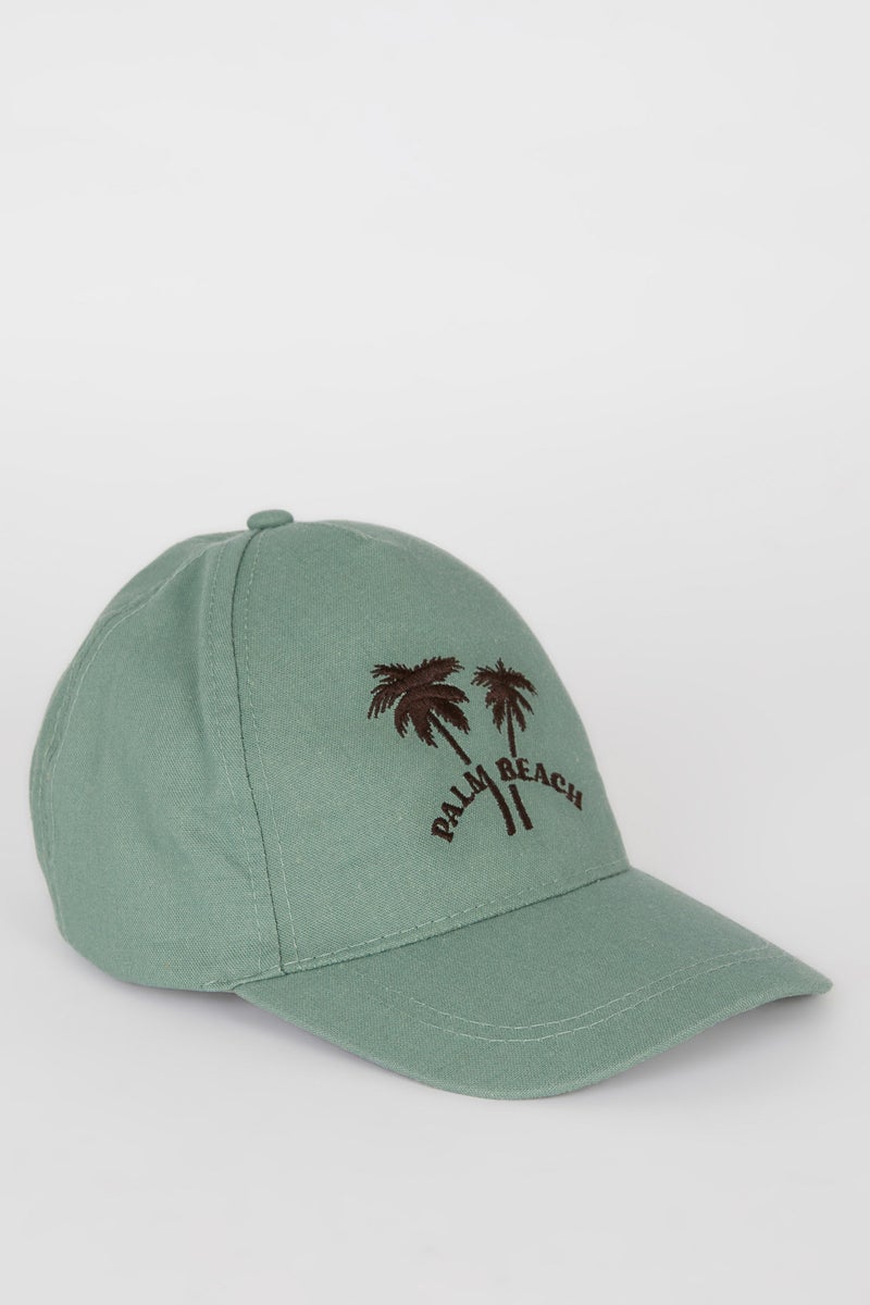 DeFacto Green Boy Boy Embroidered Linen Blend Cap Casual - Image 2