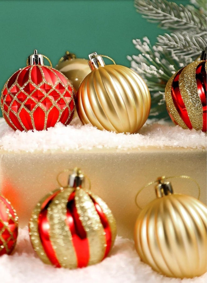Chase Up 6CM 30Pcs Christmas Tree Balls Ornaments, Colored Shatterproof Christmas Decorations for Xmas Tree Decor Holiday Party Wedding Decoration, Red & Gold - Image 2