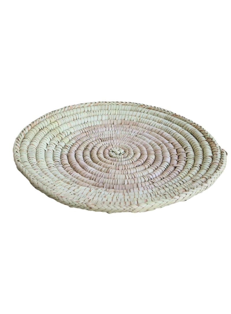 bilutih Heritage palm frond wicker plate, beige - Image 2