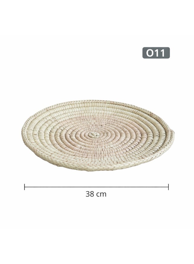 bilutih Heritage palm frond wicker plate, beige - Image 4