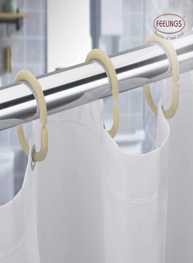 Feelings FEELINGS Shower Curtain Rings,Shower Curtain Hooks Shower Rings for Curtain, Plastic Shower Curtain Rings Smoothly Shower Hooks for Shower Curtain Rod (Beige,12 Pcs)  - Image 3