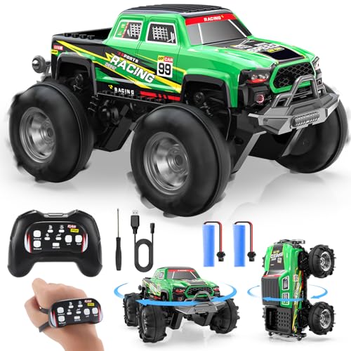 DEERC BG028 Amphibious RC Monster TruckBoat IPX7 Waterproof Remote Control Car WGesture Sensing Control 24GHz 4WD RC Car W 360RotationFlowing Light40mins Play RC Truck Toys for Kids Boys - Image 1