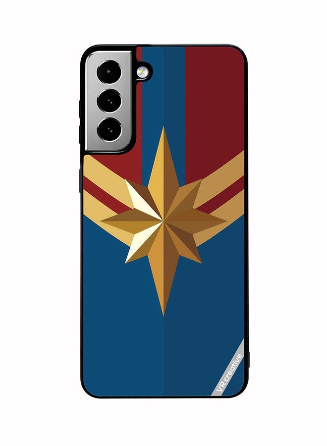 VR CREATIVE Protective Case Cover For Samsung Galaxy S21 FE 5G Captain Marvel Logo Design Multicolour - Image 1