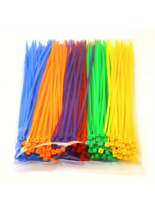 300pcs Nylon Zip Ties 8 Inch 50 Lbs Tensile Strength 6 Colors Multi Purpose Cable Wraps - Image 1