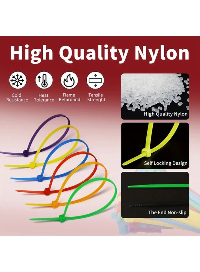 300pcs Nylon Zip Ties 8 Inch 50 Lbs Tensile Strength 6 Colors Multi Purpose Cable Wraps - Image 5