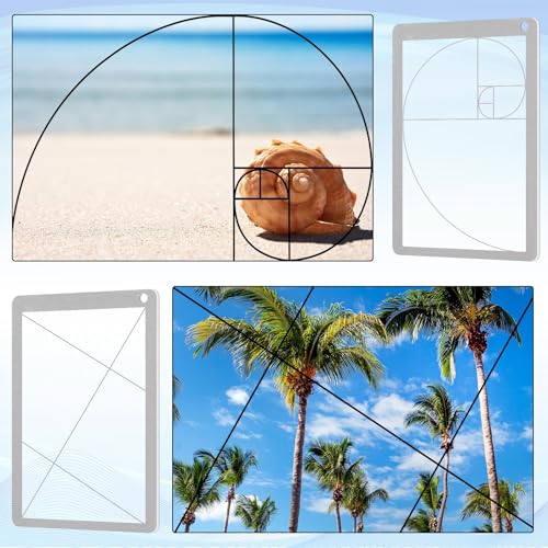 Tellegloww 10 Pcs Golden Ratio Composition Tool, Fibonacci Rule of Thirds Credit Card-Sized View Tool for Photography Painting Drawing Fits in Wallet or Camera Bag - Image 2