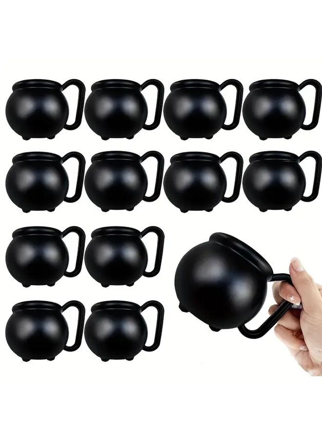 6 Pcs Black Plastic Halloween Decorative Serving Pots Suitable For Party Tableware Festive Holiday Supplies Spooky Design Ghost Witch Themed Bowls Lightweight Reusable Containers Home Decor Party Planning - Image 2