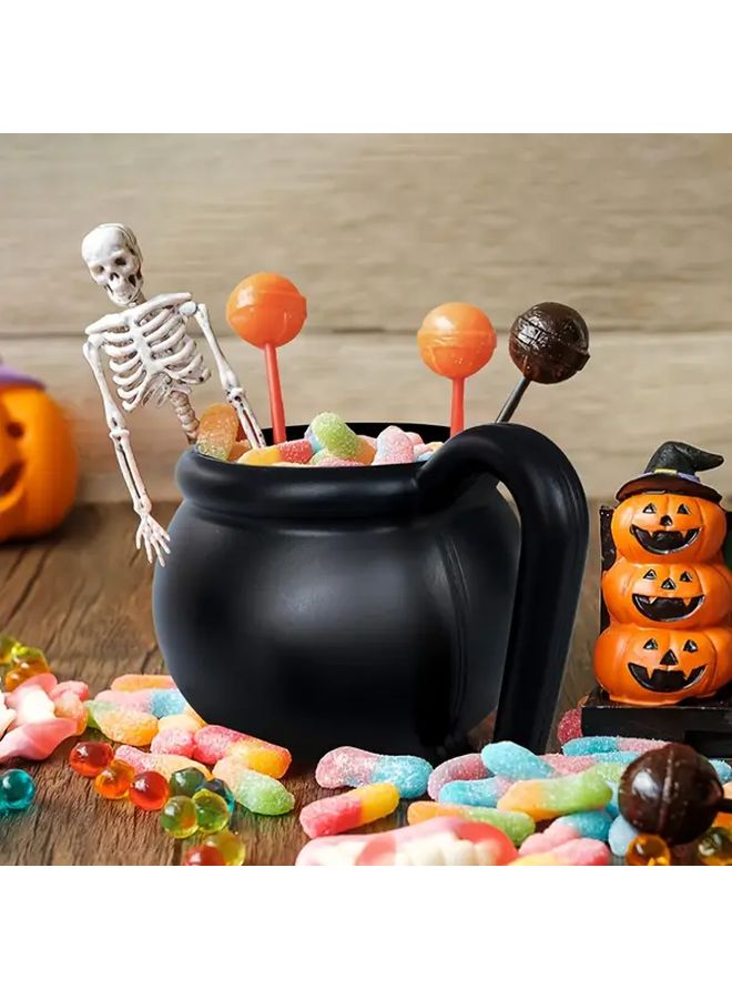 6 Pcs Black Plastic Halloween Decorative Serving Pots Suitable For Party Tableware Festive Holiday Supplies Spooky Design Ghost Witch Themed Bowls Lightweight Reusable Containers Home Decor Party Planning - Image 5