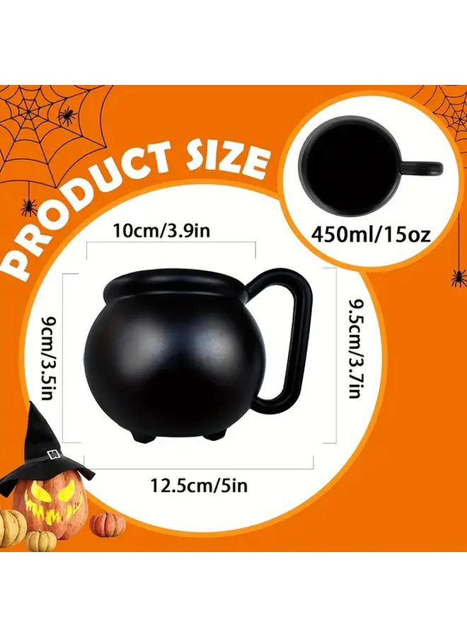 6 Pcs Black Plastic Halloween Decorative Serving Pots Suitable For Party Tableware Festive Holiday Supplies Spooky Design Ghost Witch Themed Bowls Lightweight Reusable Containers Home Decor Party Planning - Image 3