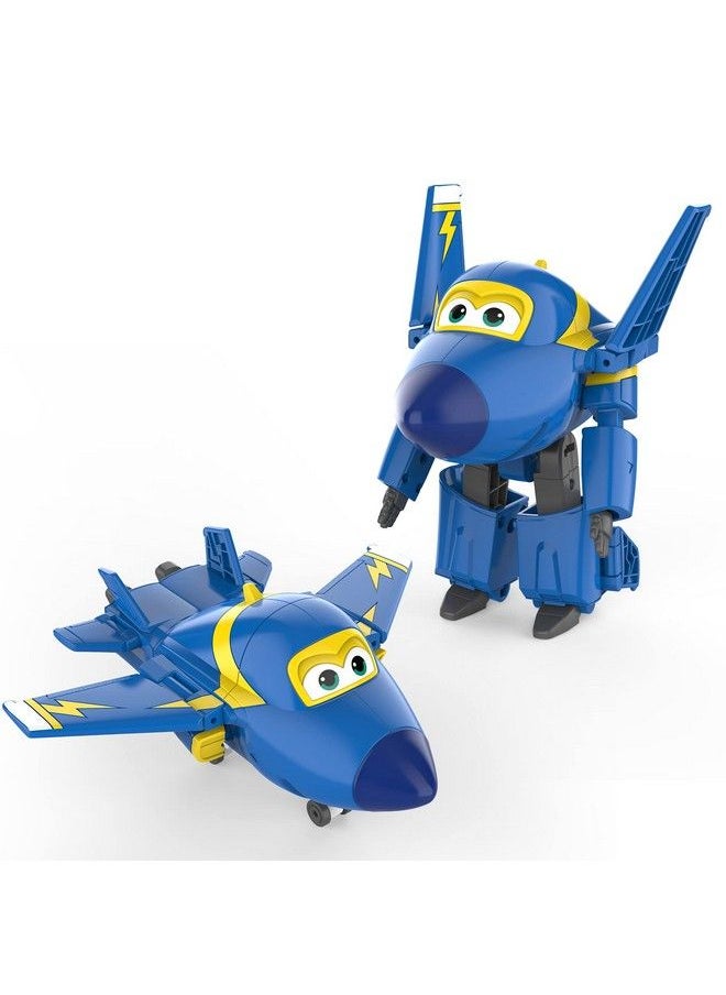 SUPER WINGS - ألعاب طائرات جيروم المتحولة مقاس 5 بوصات، مركبة آمنة ومتينة، طائرة إلى روبوت، ألعاب متحولة للأولاد والبنات بعمر 3 سنوات فما فوق، هدية عيد ميلاد للأطفال في سن ما قبل المدرسة، أزرق - Image 1