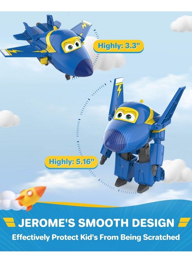 SUPER WINGS - ألعاب طائرات جيروم المتحولة مقاس 5 بوصات، مركبة آمنة ومتينة، طائرة إلى روبوت، ألعاب متحولة للأولاد والبنات بعمر 3 سنوات فما فوق، هدية عيد ميلاد للأطفال في سن ما قبل المدرسة، أزرق - Image 1