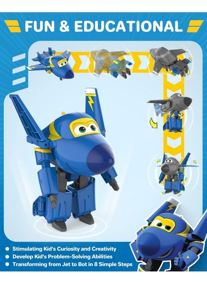 SUPER WINGS - ألعاب طائرات جيروم المتحولة مقاس 5 بوصات، مركبة آمنة ومتينة، طائرة إلى روبوت، ألعاب متحولة للأولاد والبنات بعمر 3 سنوات فما فوق، هدية عيد ميلاد للأطفال في سن ما قبل المدرسة، أزرق - Image 1