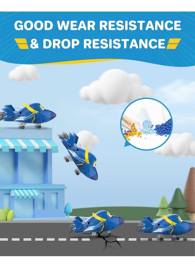 SUPER WINGS - ألعاب طائرات جيروم المتحولة مقاس 5 بوصات، مركبة آمنة ومتينة، طائرة إلى روبوت، ألعاب متحولة للأولاد والبنات بعمر 3 سنوات فما فوق، هدية عيد ميلاد للأطفال في سن ما قبل المدرسة، أزرق - Image 1