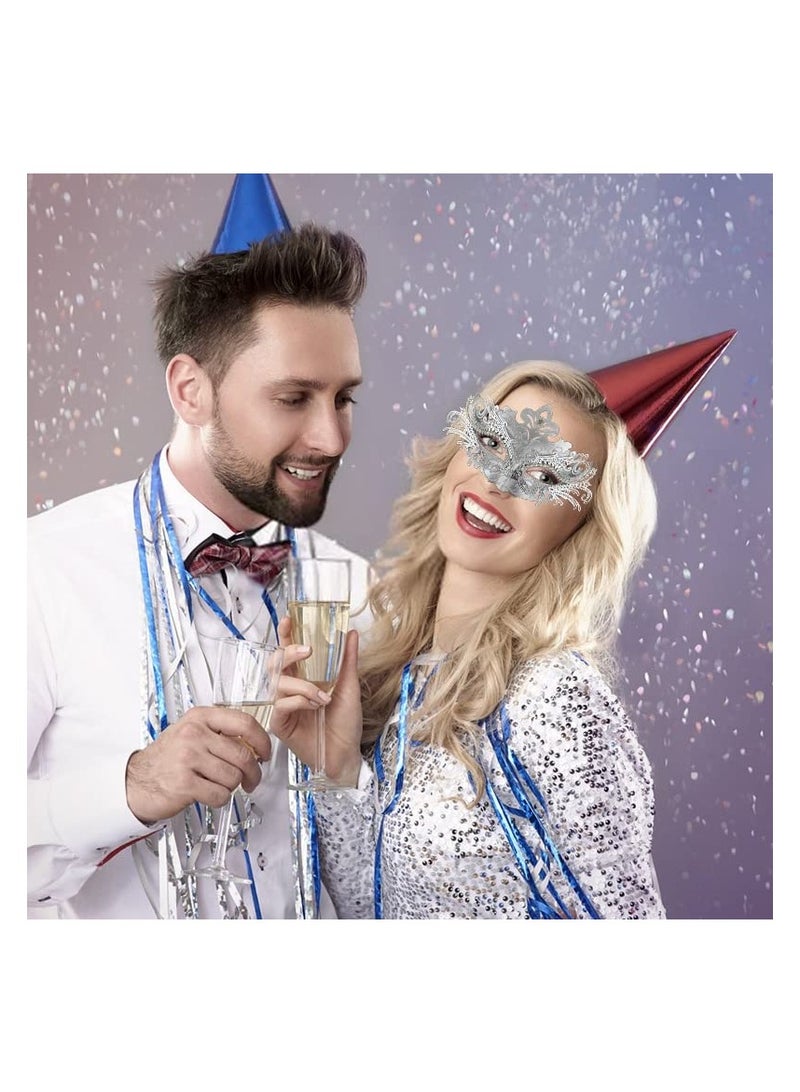 Elegant Silver Venetian Masquerade Mask for Women Suitable for Costume Parties Balls and Proms - Image 2