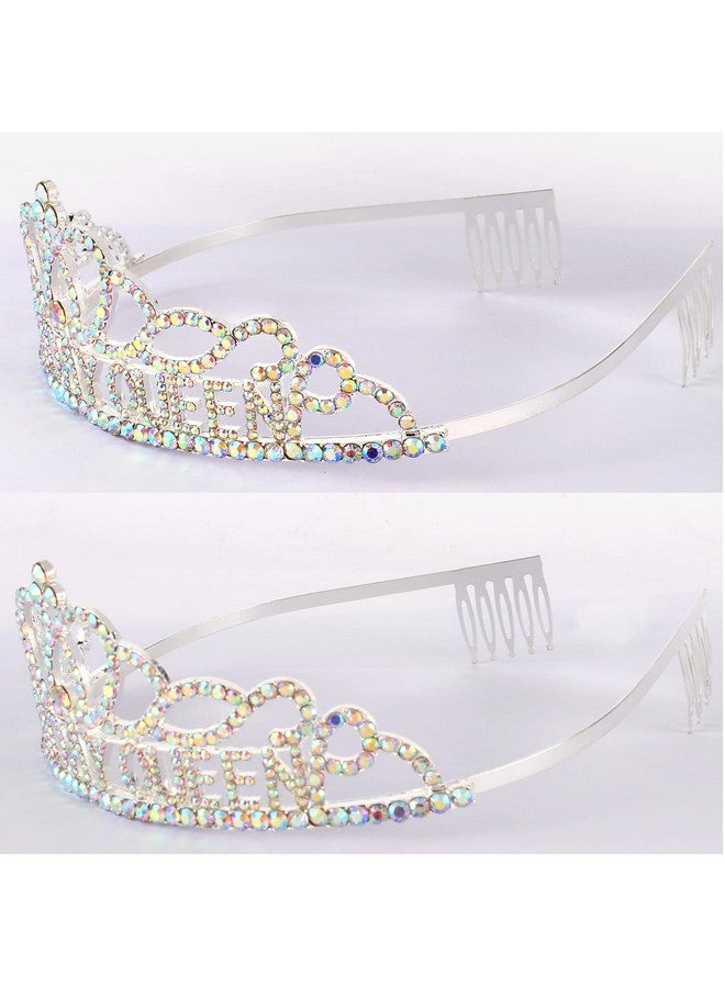 Cavetee Ab Silver Birthday Crowns For Women Birthday Queen Sash And Tiara For Women Silver Birthday Party Decorations For Women Birthday Sash And Crown For Women - Image 4