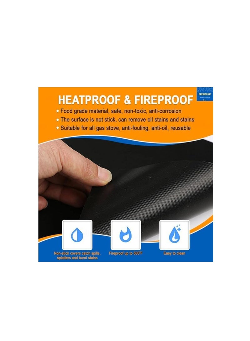 Set of Reusable 5 Durable Stove Burner Covers - Gas Range Protectors Countertop Accessories For Kitchen Reusable, Customizable, Non Stick, Hand Washable, Heat Resistant Stovetop Guard Black Color - Image 1