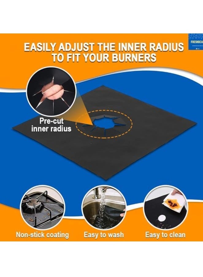 Set of Reusable 5 Durable Stove Burner Covers - Gas Range Protectors Countertop Accessories For Kitchen Reusable, Customizable, Non Stick, Hand Washable, Heat Resistant Stovetop Guard Black Color - Image 3