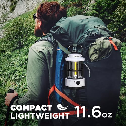 EverBrite LED Camping Lantern, USB C Rechargeable with Stepless Dimming, Vintage Portable Camping Lights & Lanterns for Power Outages, Hurricane, Emergency, Fishing, Home and More - Image 5