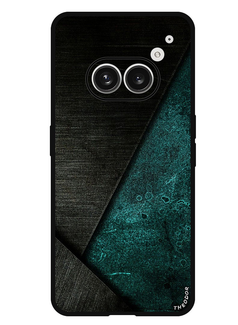 Theodor Protective Case Anti Scratch Shock Proof Bumper Cover For Nothing Phone (2a) Black Dark Green Pattern - Image 1