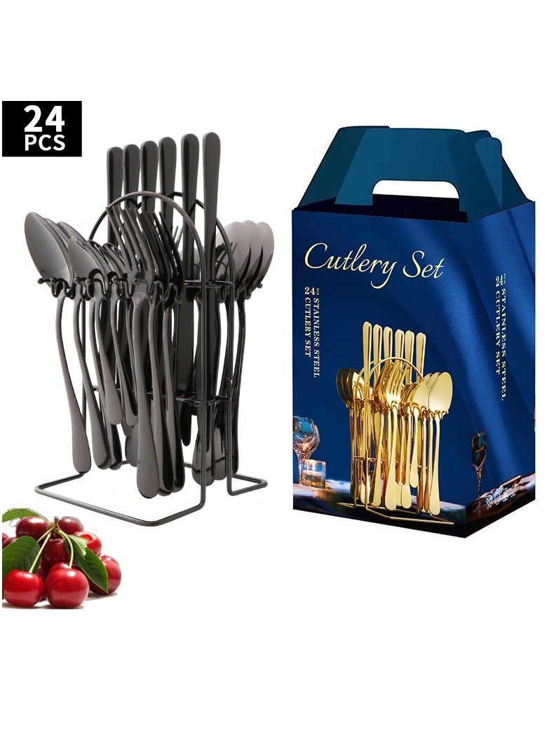 Y&D 24-Piece Steak Knife Fork Spoon Cutlery Gift Set 