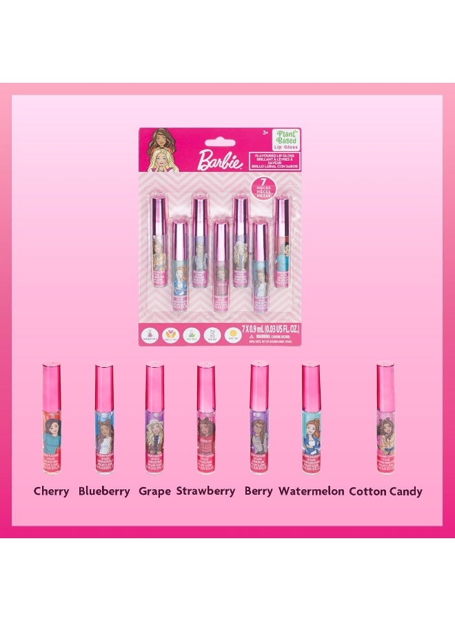 TOWNLEY GIRL Barbie 7 Pcs Kids Lip Gloss Set | Vegan Girls Makeup For Ages 3 - Image 2