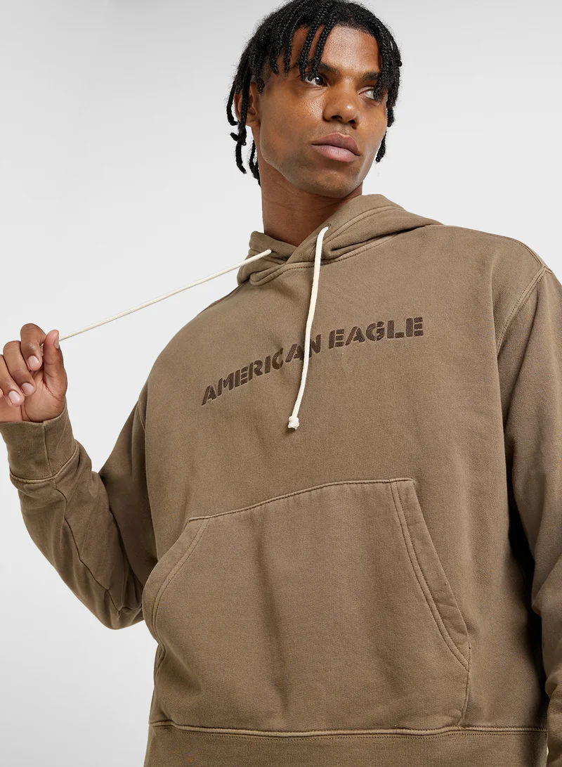 American Eagle Logo Graphic Drawstring Pullover Hoodie