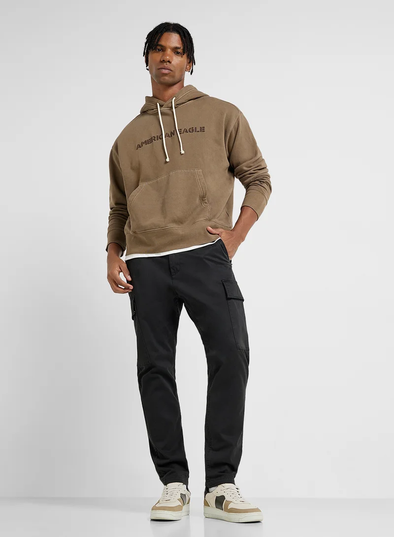 American Eagle Logo Graphic Drawstring Pullover Hoodie