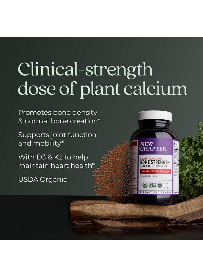New Chapter Calcium Supplement - Bone Strength Organic Calcium with Magnesium, Vitamin D3+K2, 70+ Trace Minerals for Bone Health, Gluten Free, Easy to Swallow Slim Tablets - 60 Count - Image 3