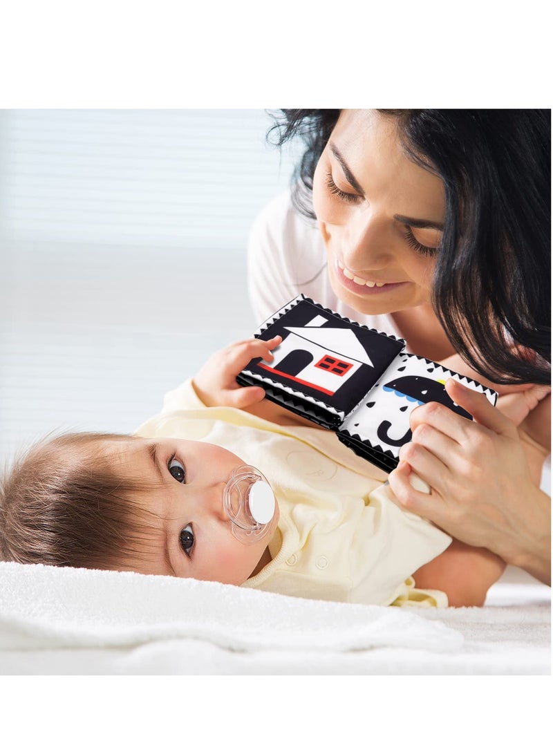 KASTWAVE Baby Early Education Cloth Book, Black and White High-Contrast Baby Sensory Toys 0-6 Months Boy / Girl's Torn Three-dimensional Book Bed Surround Sound Cloth Book - Image 5