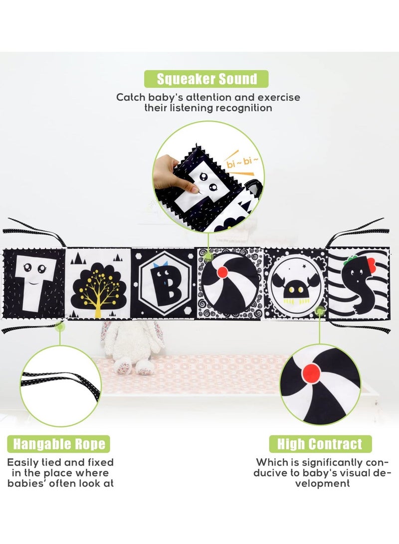 KASTWAVE Baby Early Education Cloth Book, Black and White High-Contrast Baby Sensory Toys 0-6 Months Boy / Girl's Torn Three-dimensional Book Bed Surround Sound Cloth Book - Image 3