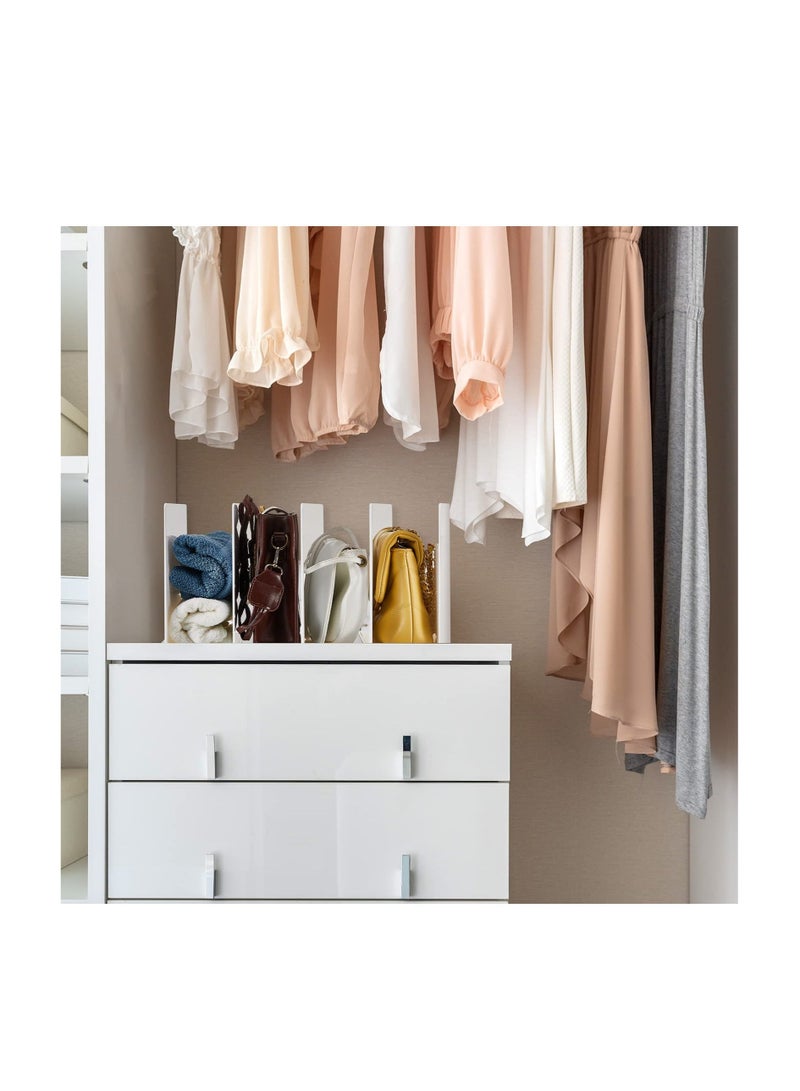 White Plastic Purse Handbag Organizer, for Closet Shelf Adjustable Handbag Storage Organizer, Cabinet and Bookshelf Organizer for Shirt, Sweater and Books, Detachable & Space Saving (2 Sets)  - Image 2