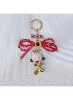 Generic Bubble Mart Cute Cell Phone Chain Bag Pendant Keychain Luckier Cat Series Spdimoo Hand-painted Beads DIY-Specifications:Good Luck Labubu  - Image 2