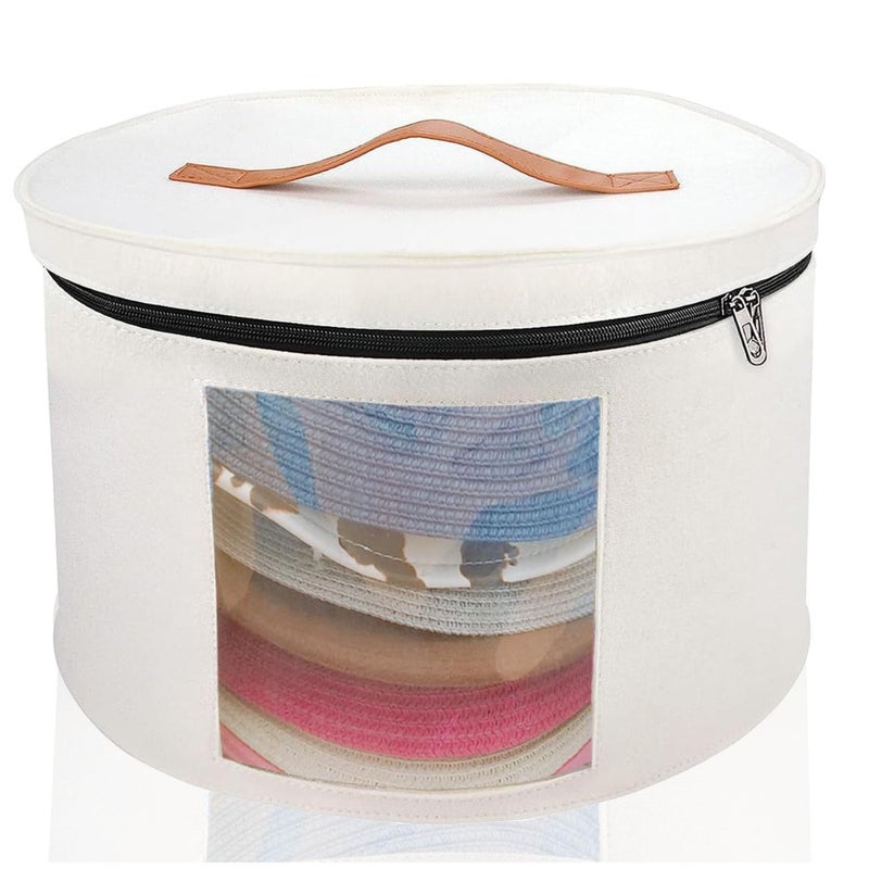 Memfish Hat BoxHats Boxes for Women Storage 1693 D1024 H Travel Large Round Hat Carrier Case Organizer White