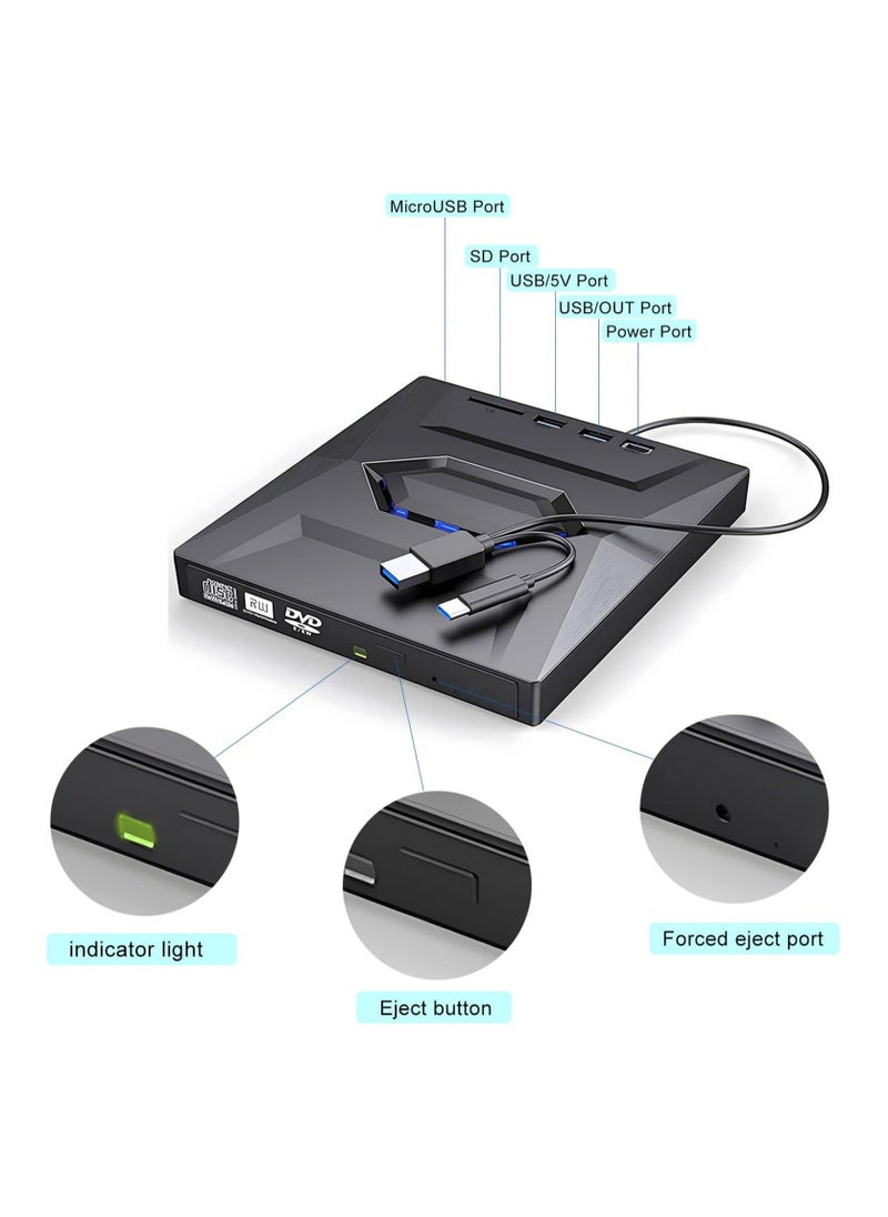 Generic - External CD DVD Drive, USB 3.0 Portable CD/DVD Player, Burner Rewriter Low Noise High Speed Data Transfer drive for Laptop Desktop PC and Support Windows 7/8/10/XP/Mac OS/Linux - Image 1