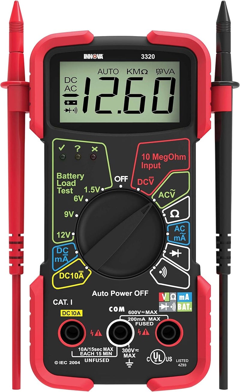 INNOVA 3320 Auto-Ranging Digital Multimeter in Red & Black - Image 2