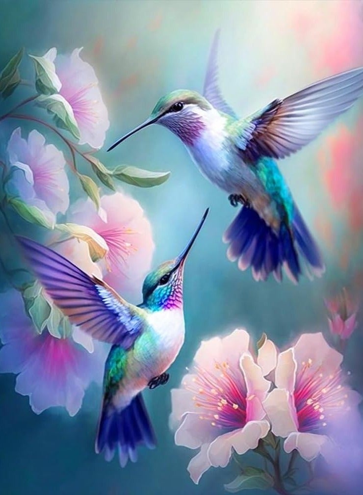 Captaintech Diamond Painting Kits for Adults for Beginners 12x16inch Birds Hummingbird DIY 5D Diamond Art Kits Full Drill Diamond Dots Paintings with Diamonds Gem Arts Crafts for Home Wall Decor Gifts - Image 1