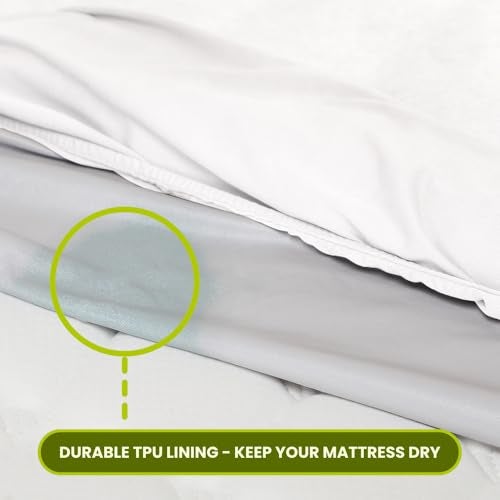 AVI Terry Cotton Ultra Soft Waterproof Bed Mattress Protector Twin Size 78x48 inch | Breathable Washable Elastic Fitted Mattresses Cover for Twin Size Bed (6.5x4 feet, White - Fit On 2-10 Inch) - Image 3
