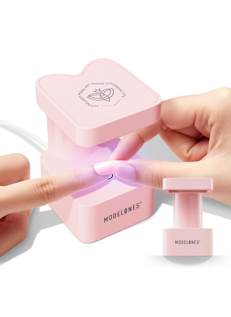 modelones modelones Mini UV Light for Gel Nails, Small Nail Cure Light, Flash Cure Light for Gel x Nails, LED Nail Lamp, Portable USB Nail Light for Fast Curing, Pink 